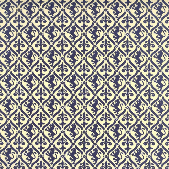 Blue Griffin and Lily Print Italian Paper ~ Carta Varese Italy